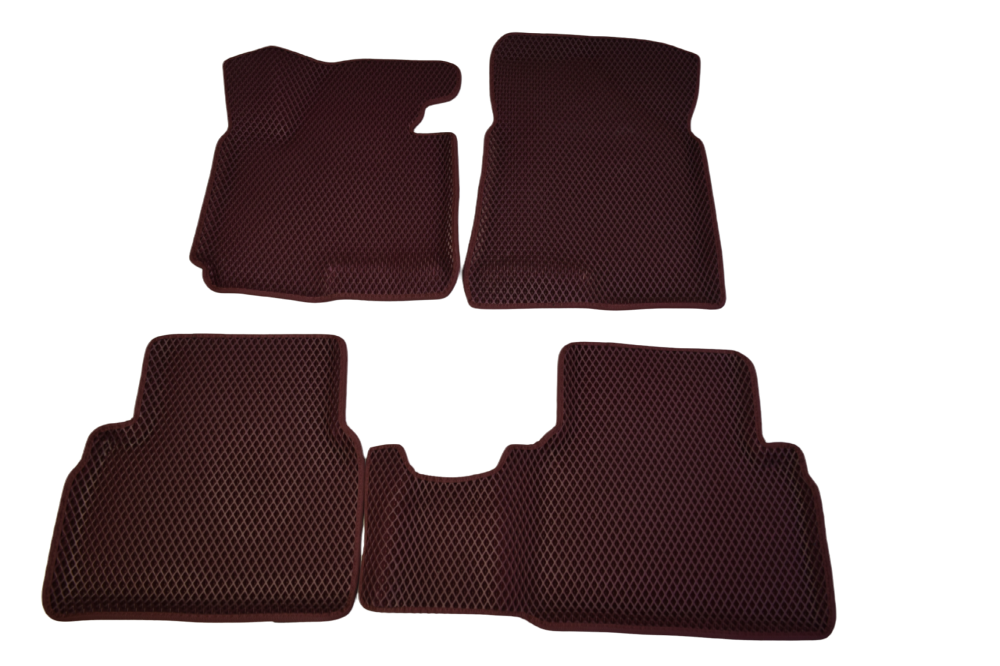 Новый комплект EVA ковриков для Kia Sportage III бордовый с бордовой окантовкой — 3